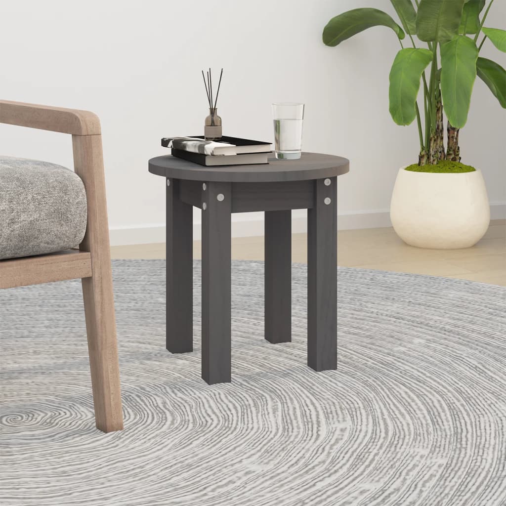 Tavolino da Salotto Grigio Ø 35x35 cm in Legno Massello di Pino | homemem39