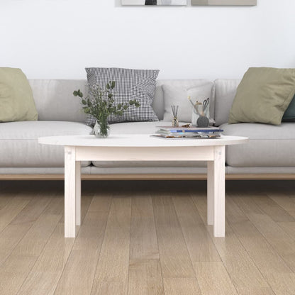 Tavolino da Salotto Bianco 80x40x35 cm Legno Massello di Pino | homemem39