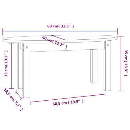Tavolino da Salotto Bianco 80x40x35 cm Legno Massello di Pino | homemem39