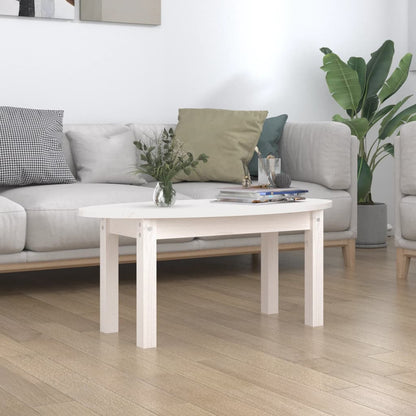 Tavolino da Salotto Bianco 80x40x35 cm Legno Massello di Pino | homemem39