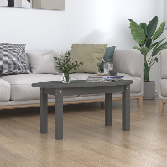 Tavolino da Salotto Grigio 80x40x35 cm Legno Massello di Pino | homemem39