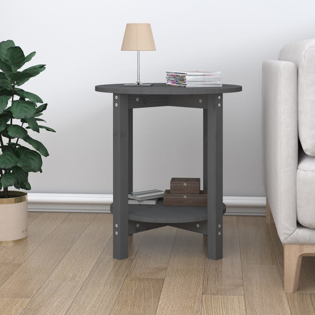 Tavolino da Salotto Grigio Ø 55x60 cm in Legno Massello di Pino | homemem39