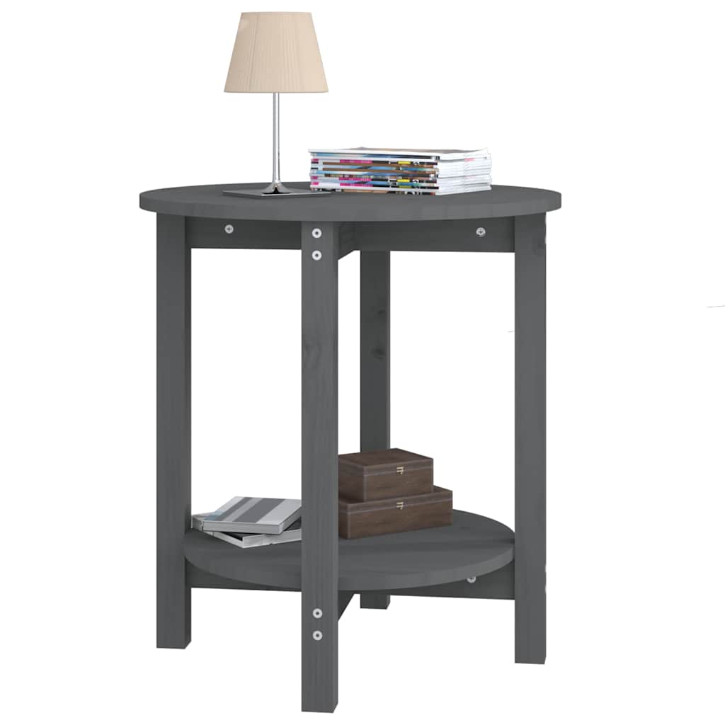 Tavolino da Salotto Grigio Ø 55x60 cm in Legno Massello di Pino