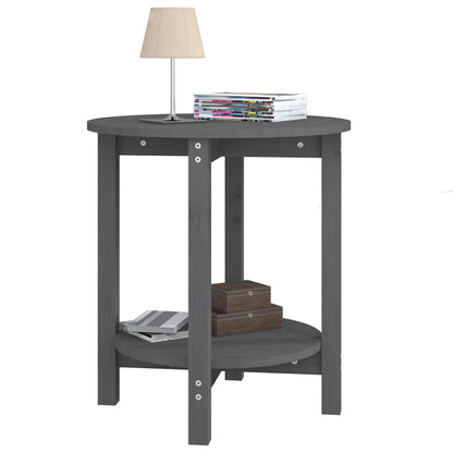 Tavolino da Salotto Grigio Ø 55x60 cm in Legno Massello di Pino