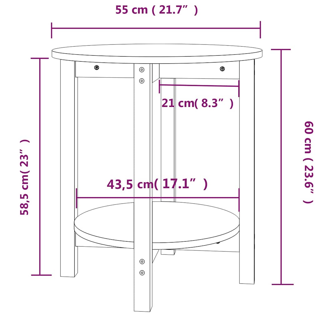 Tavolino da Salotto Grigio Ø 55x60 cm in Legno Massello di Pino