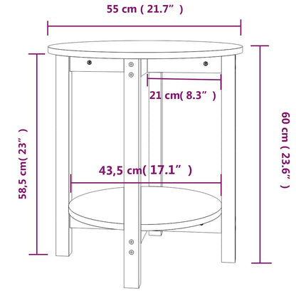 Tavolino da Salotto Grigio Ø 55x60 cm in Legno Massello di Pino