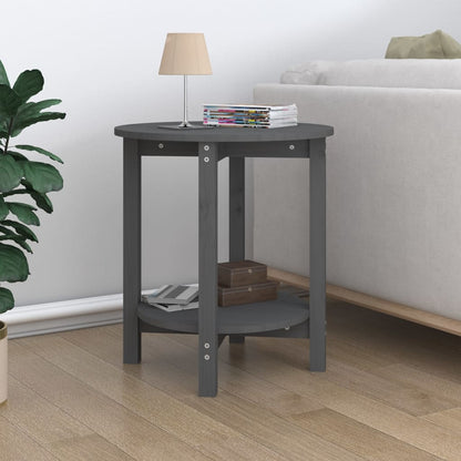 Tavolino da Salotto Grigio Ø 55x60 cm in Legno Massello di Pino | homemem39