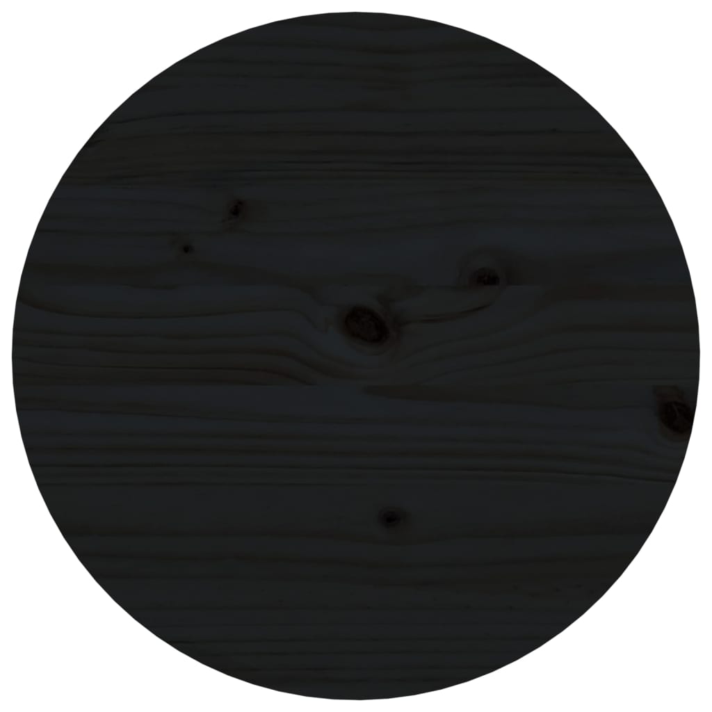 Tavolino da Salotto Nero Ø 55x60 cm in Legno Massello di Pino
