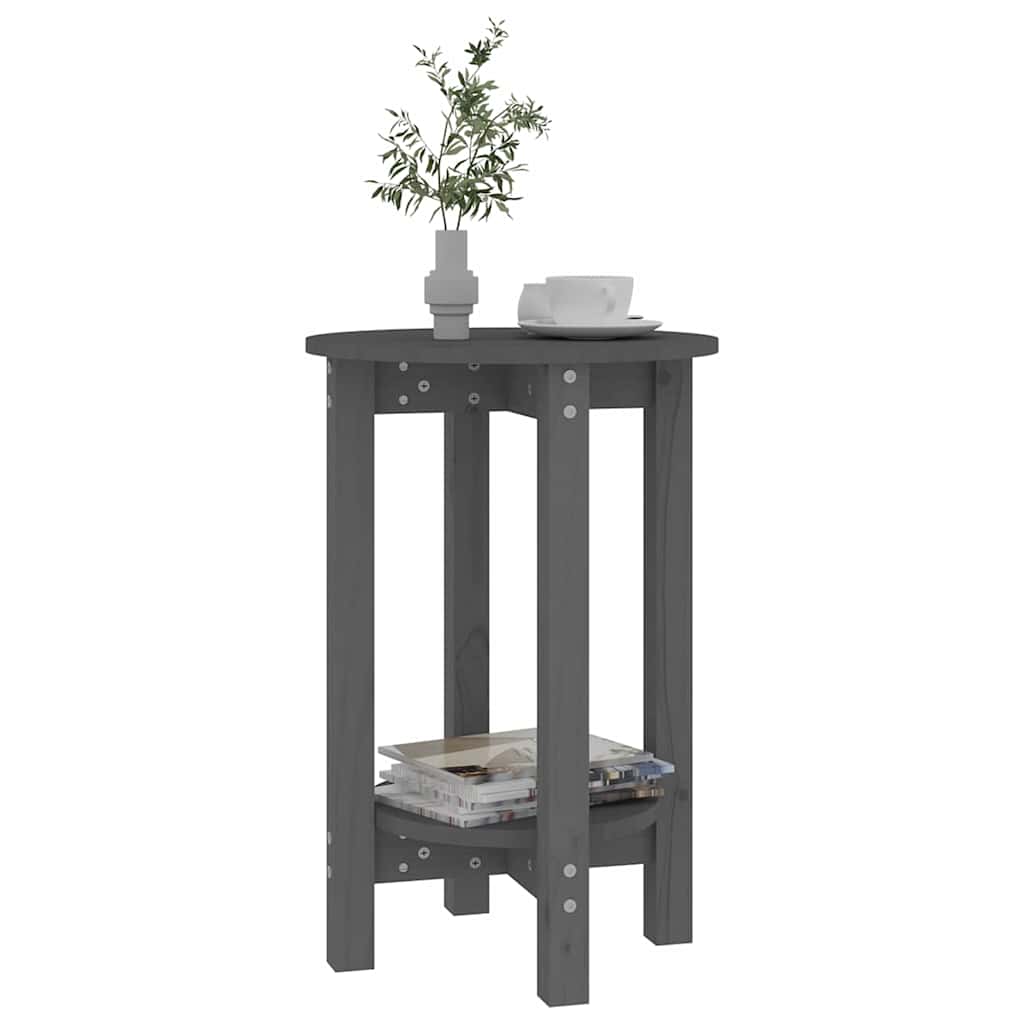 Tavolino da Salotto Grigio Ø 40x60 cm in Legno Massello di Pino