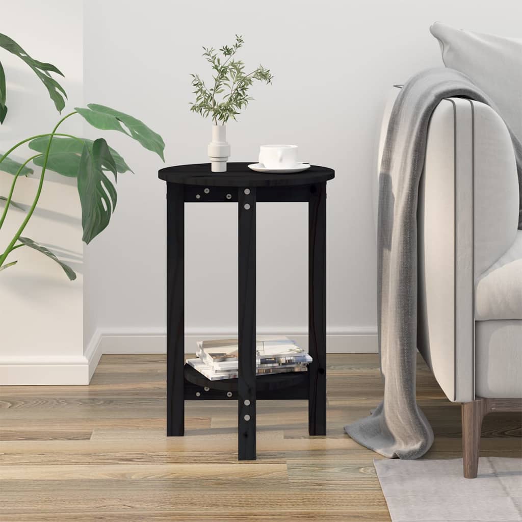 Tavolino da Salotto Nero Ø 40x60 cm in Legno Massello di Pino | homemem39
