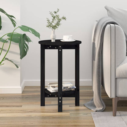 Tavolino da Salotto Nero Ø 40x60 cm in Legno Massello di Pino | homemem39