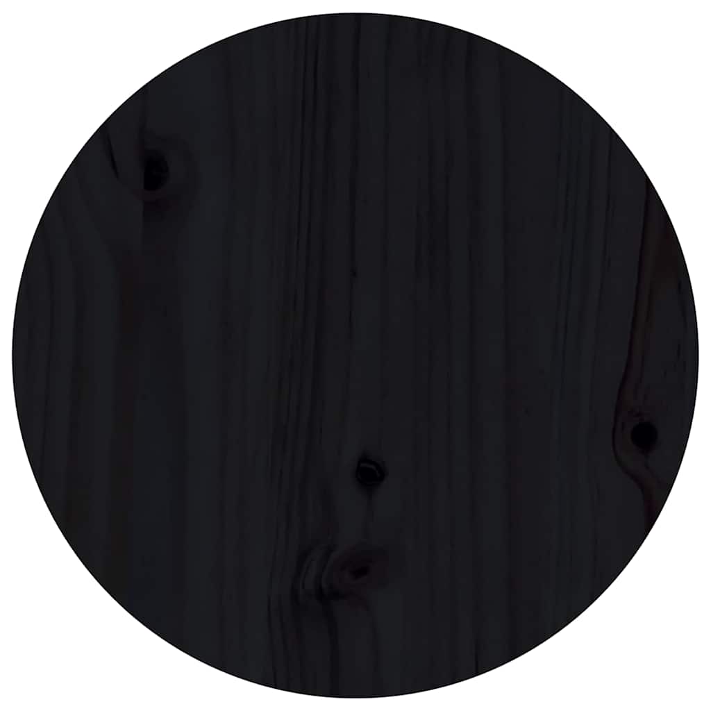Tavolino da Salotto Nero Ø 40x60 cm in Legno Massello di Pino