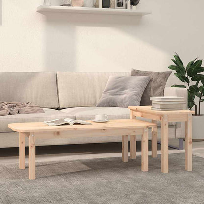 Set Tavolini da Salotto 2 pz in Legno Massello di Pino