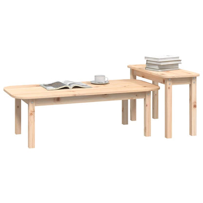 Set Tavolini da Salotto 2 pz in Legno Massello di Pino