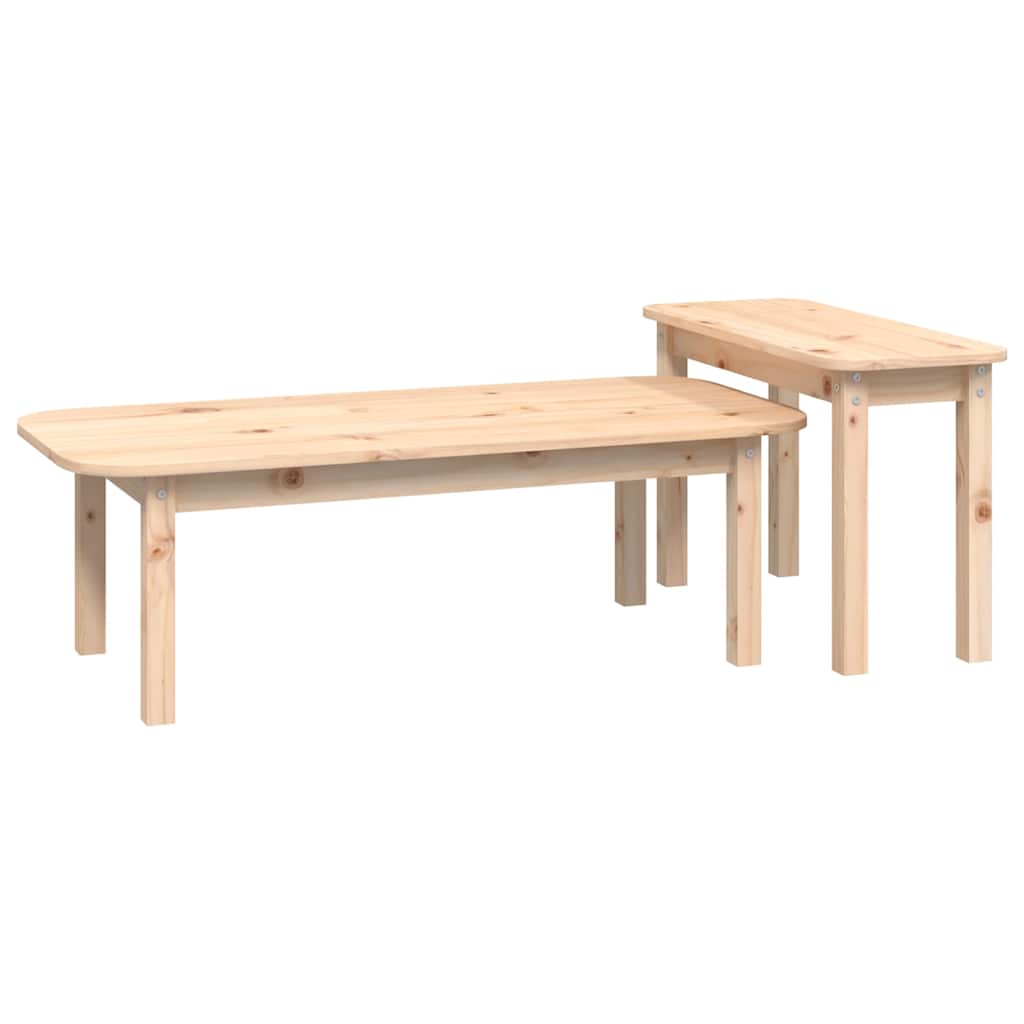 Set Tavolini da Salotto 2 pz in Legno Massello di Pino