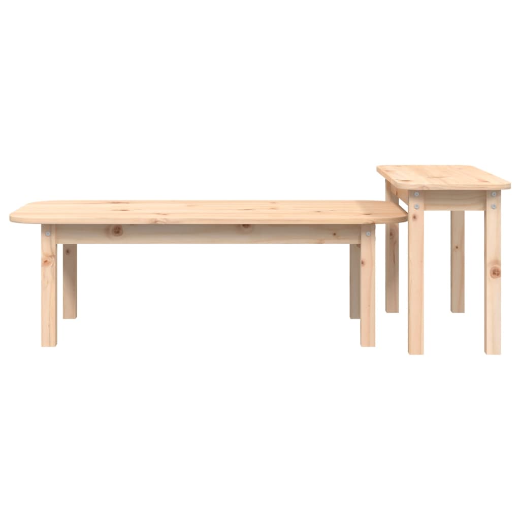 Set Tavolini da Salotto 2 pz in Legno Massello di Pino | homemem39
