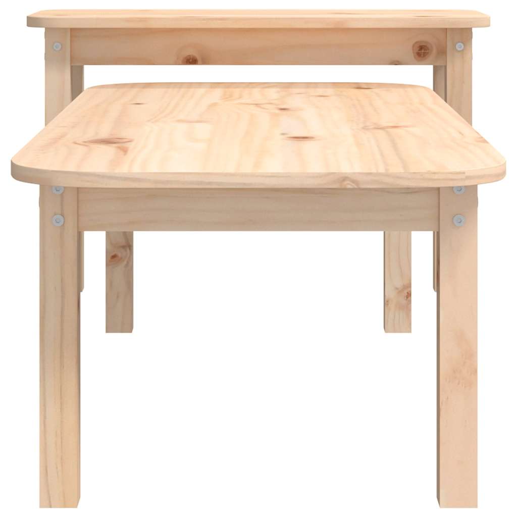 Set Tavolini da Salotto 2 pz in Legno Massello di Pino