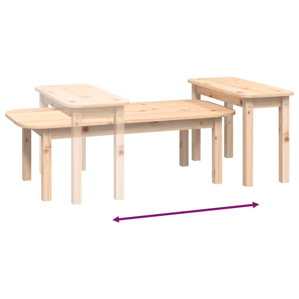 Set Tavolini da Salotto 2 pz in Legno Massello di Pino