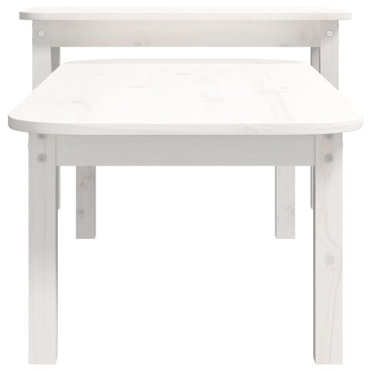 Set Tavolini da Salotto 2 pz Bianco in Legno Massello di Pino | homemem39
