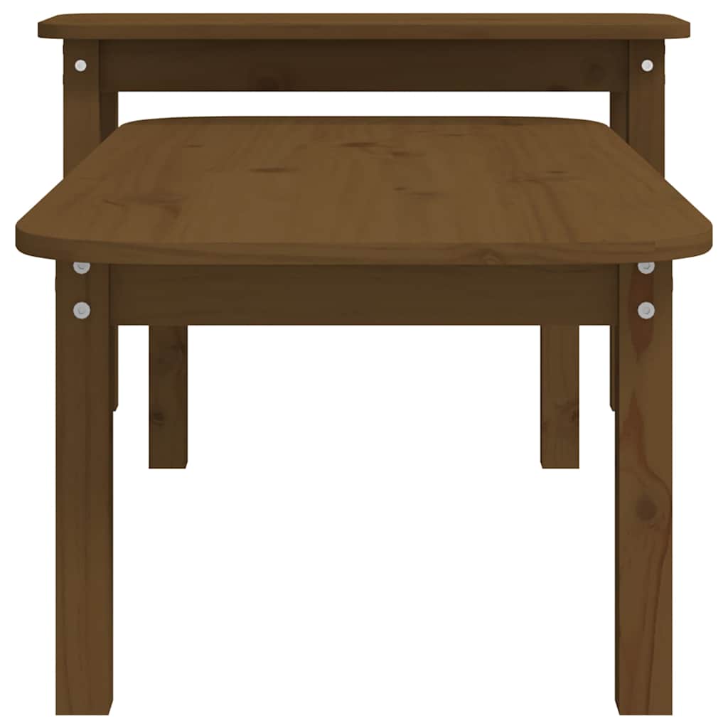 Set Tavolini da Salotto 2 pz Ambra in Legno Massello di Pino