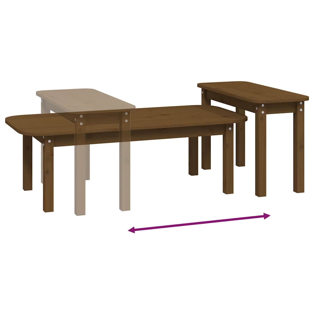 Set Tavolini da Salotto 2 pz Ambra in Legno Massello di Pino