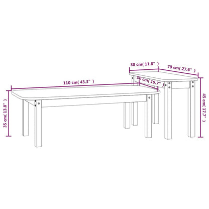 Set Tavolini da Salotto 2 pz Ambra in Legno Massello di Pino