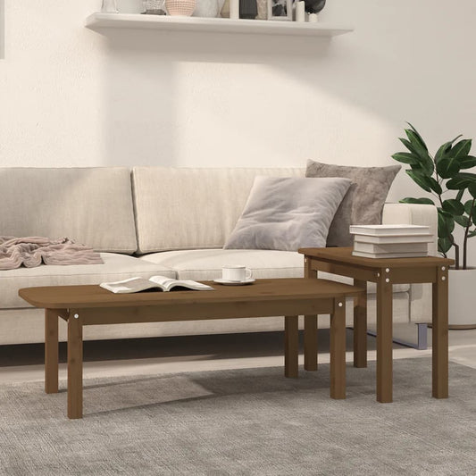 Set Tavolini da Salotto 2 pz Ambra in Legno Massello di Pino | homemem39