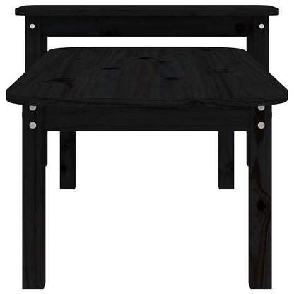 Set Tavolini da Salotto 2 pz Nero in Legno Massello di Pino