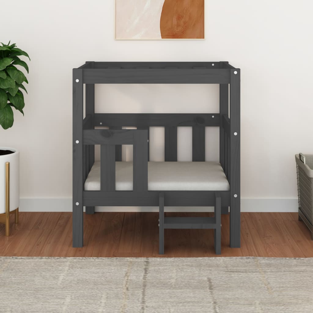 Cuccia per Cani Grigio 65,5x50,5x70 cm in Legno Massello di Pino - homemem39
