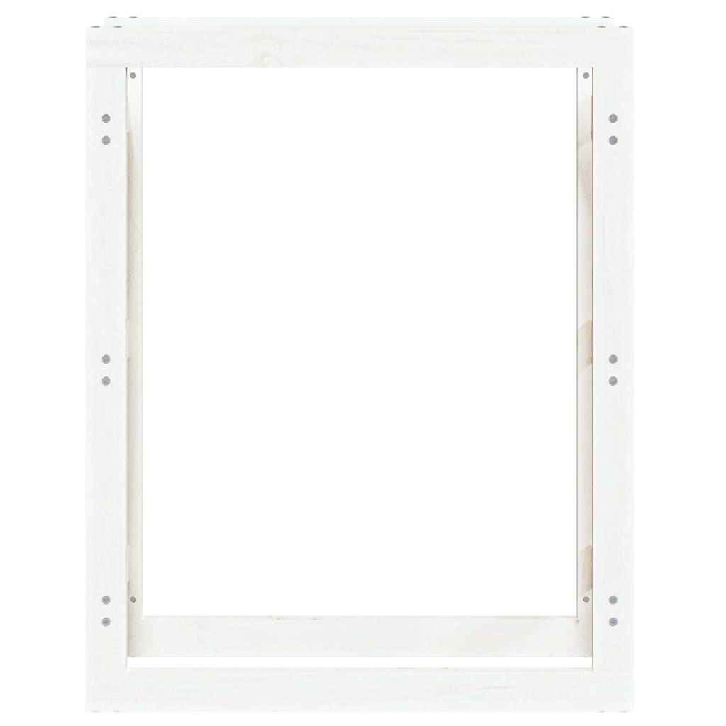 Portalegna Bianco 80x25x100 cm in Legno Massello di Pino