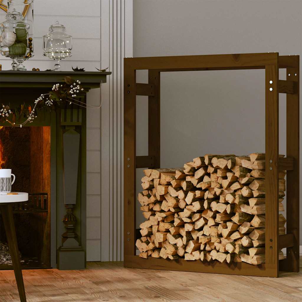 Portalegna Marrone Ambra 80x25x100cm in Legno Massello di Pino