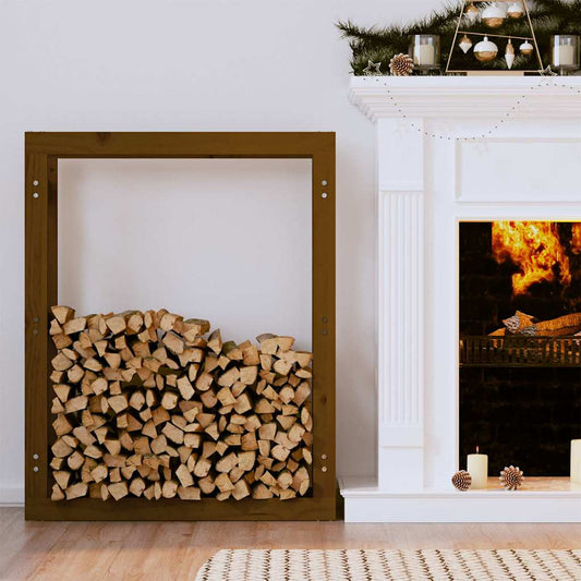 Portalegna Marrone Ambra 80x25x100cm in Legno Massello di Pino
