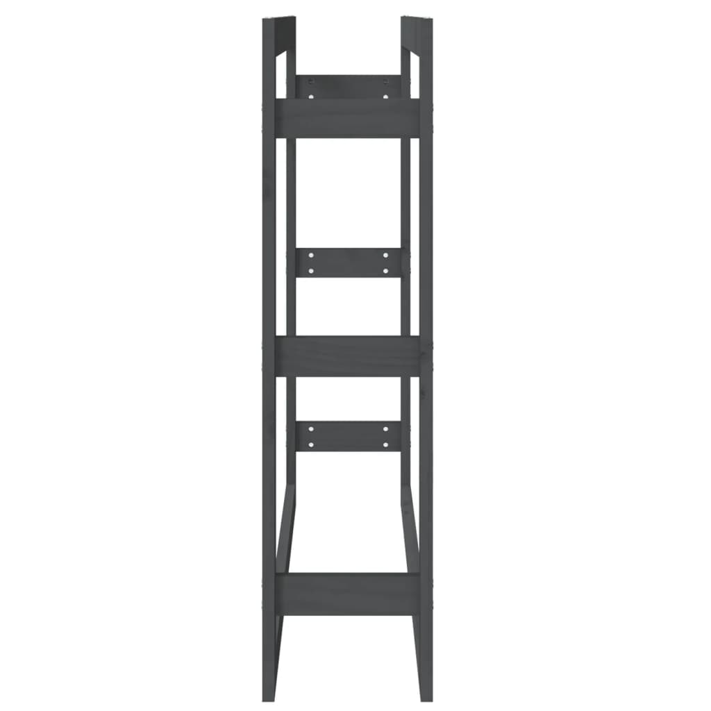 Portalegna Grigio 100x25x100 cm in Legno Massello di Pino - homemem39