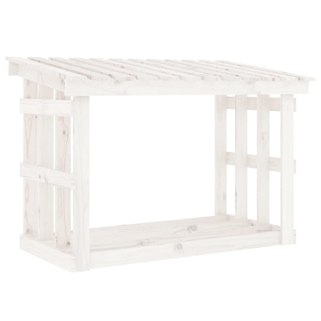 Portalegna Bianco 108x64,5x77 cm in Legno Massello di Pino - homemem39