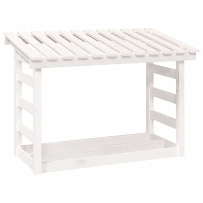 Portalegna Bianco 108x64,5x78 cm in Legno Massello di Pino - homemem39