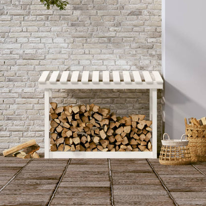 Portalegna Bianco 108x64,5x78 cm in Legno Massello di Pino - homemem39