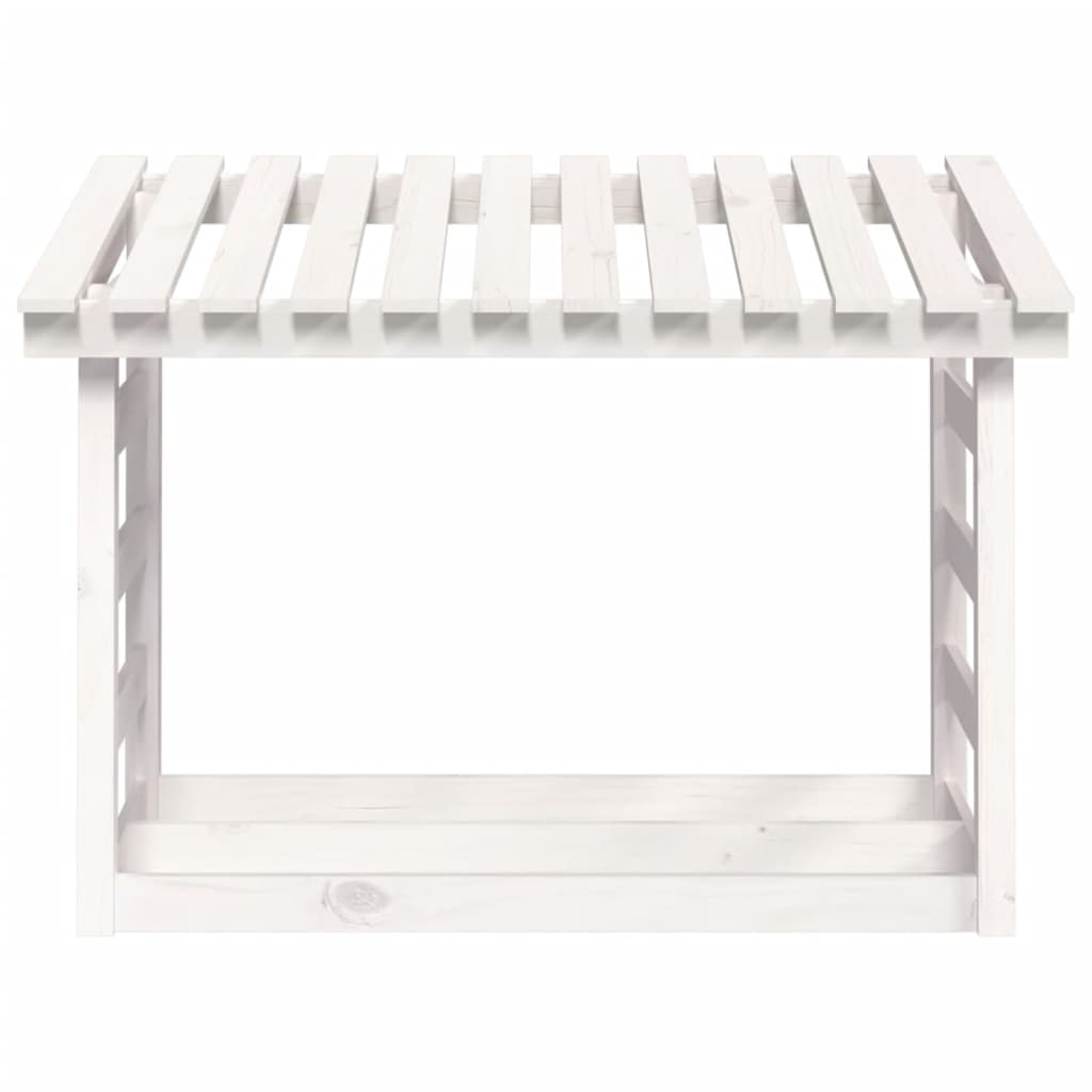 Portalegna Bianco 108x64,5x78 cm in Legno Massello di Pino - homemem39