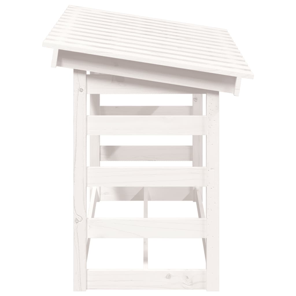 Portalegna Bianco 108x64,5x78 cm in Legno Massello di Pino - homemem39
