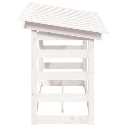 Portalegna Bianco 108x64,5x78 cm in Legno Massello di Pino - homemem39