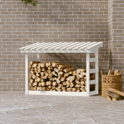 Portalegna Bianco 108x64,5x78 cm in Legno Massello di Pino - homemem39