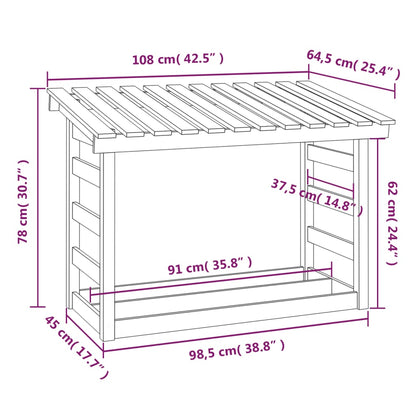 Portalegna Ambra 108x64,5x78 cm in Legno Massello di Pino