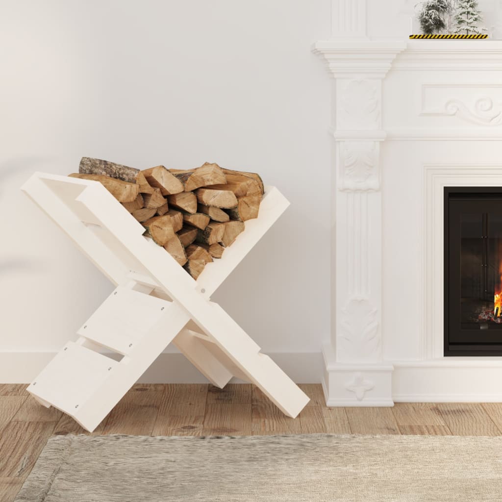 Portaceppi Bianco 47x39,5x48 cm in Legno Massello di Pino - homemem39