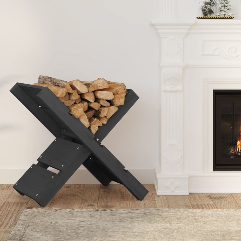 Portaceppi Grigio 47x39,5x48 cm in Legno Massello di Pino - homemem39