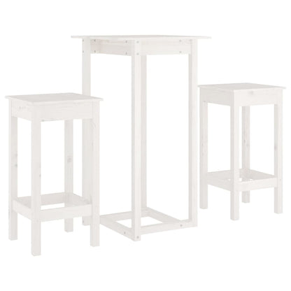 Set da Bar 3 pz Bianco in Legno Massello di Pino - homemem39