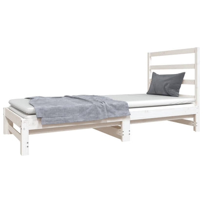 Dormeuse Estraibile Bianca 2x(90x190) cm Legno Massello di Pino | homemem39
