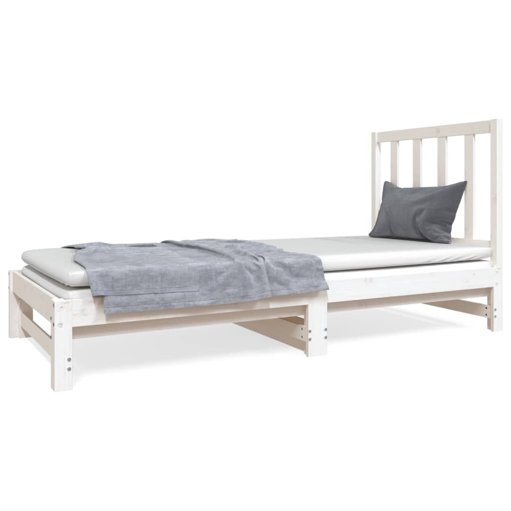 Dormeuse Estraibile Bianca 2x(90x190) cm Legno Massello di Pino | homemem39