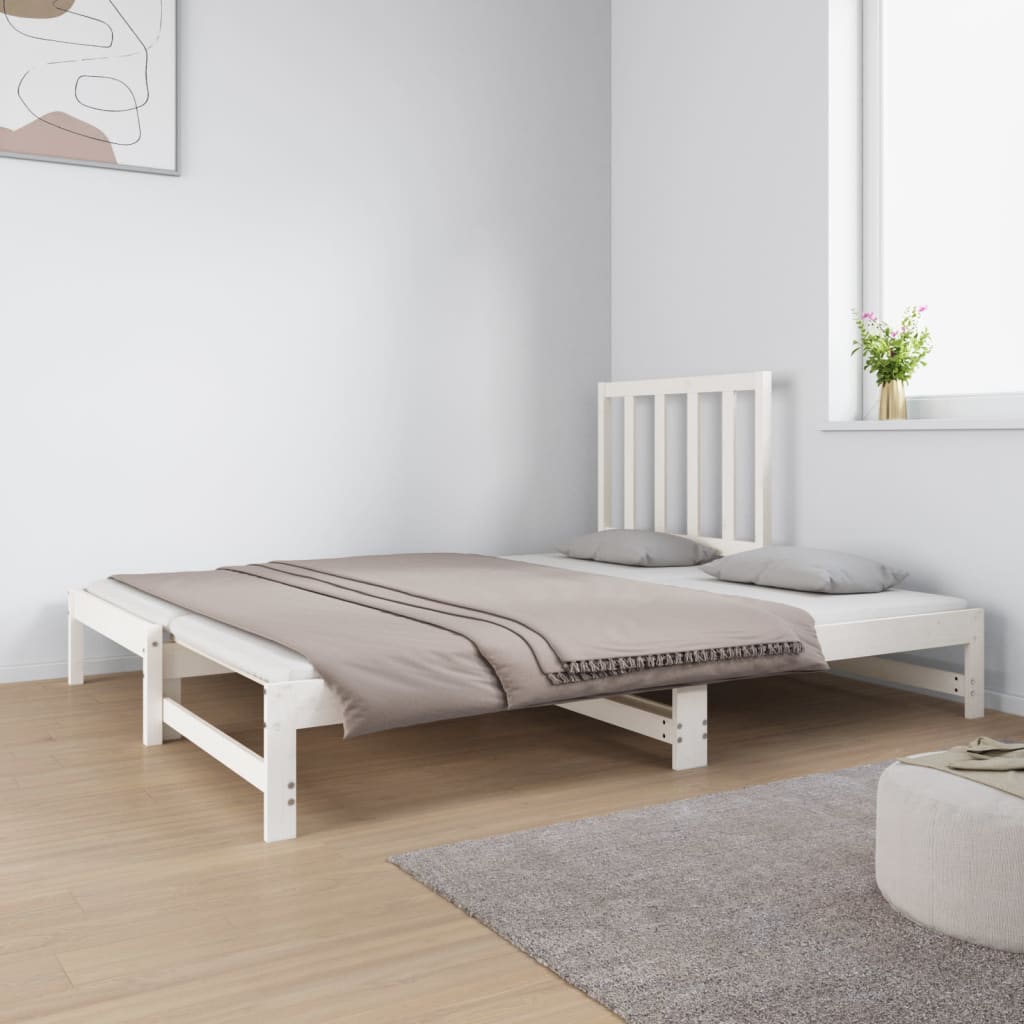 Dormeuse Estraibile Bianca 2x(90x190) cm Legno Massello di Pino | homemem39