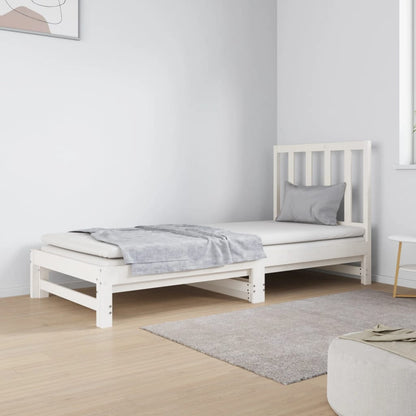 Dormeuse Estraibile Bianca 2x(90x190) cm Legno Massello di Pino | homemem39