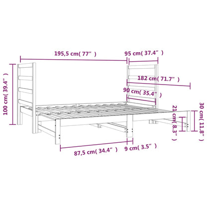 Dormeuse Estraibile 2x(90x190) cm Legno Massello di Pino