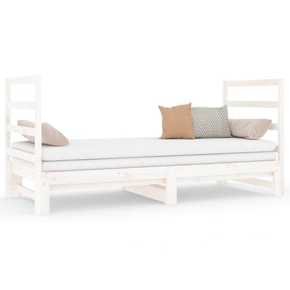 Dormeuse Estraibile Bianca 2x(90x190) cm Legno Massello di Pino